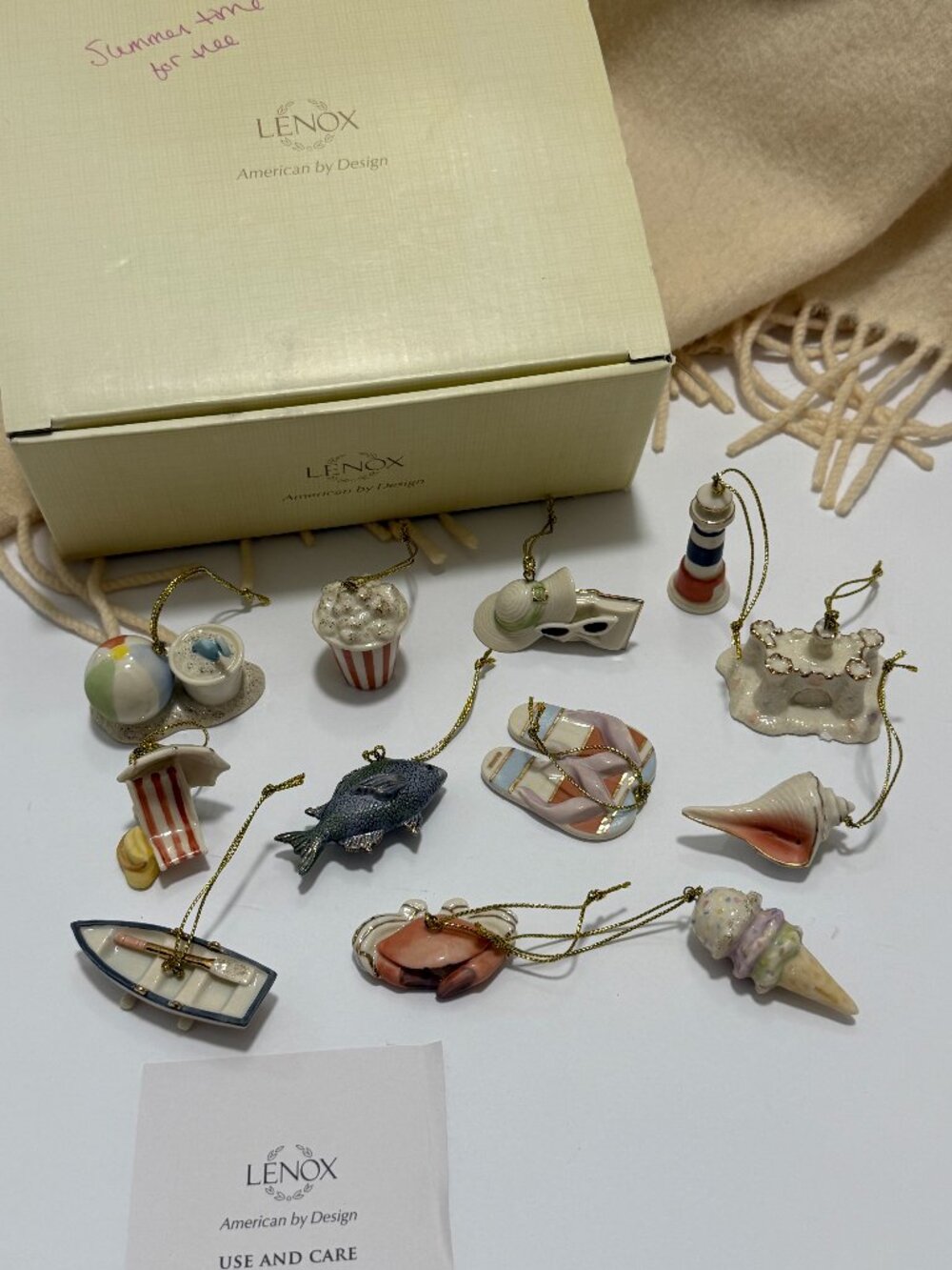 Lenox Miniature SUMMER Beach Shell Set of 12 Mini Ornaments in Original Box